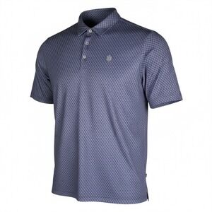 Greatness Wins Mens Polo Shirt Blue Geometric Pattern Short Sleeve XXL Golf